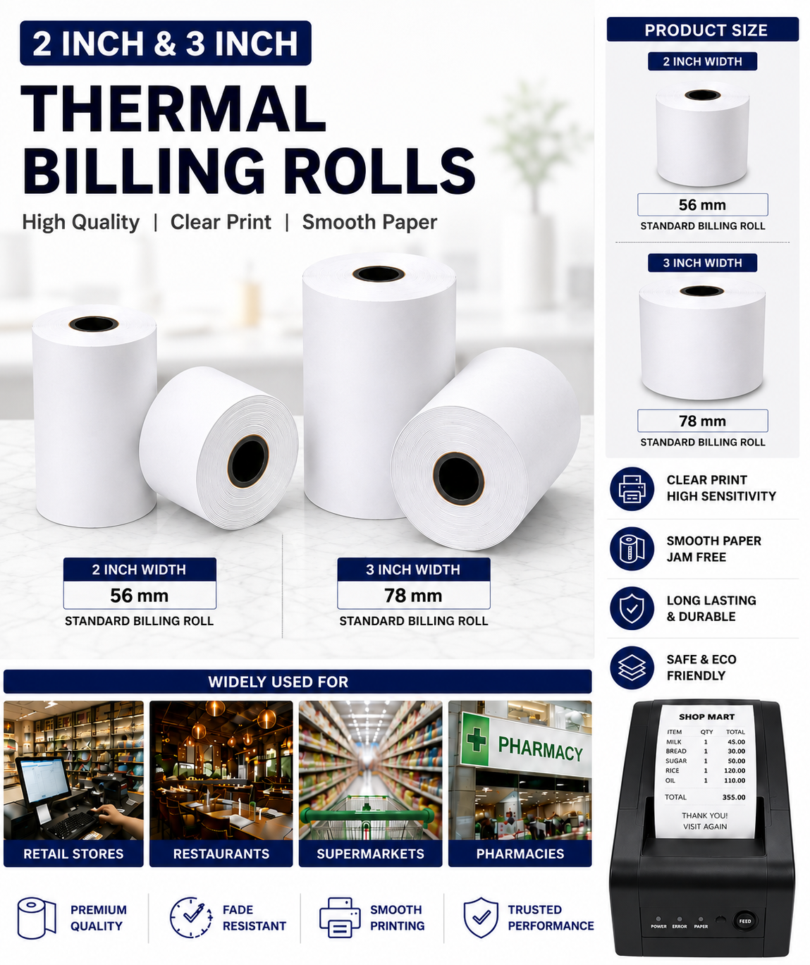 Thermal Billing Roll Supplier in Chengalpattu | Athavan Papers ATHAVAN PAPERS